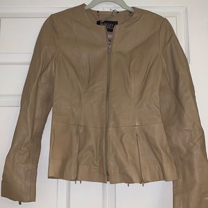 NWT Badgley Mischka Leather Tan Biker Jacket XS
